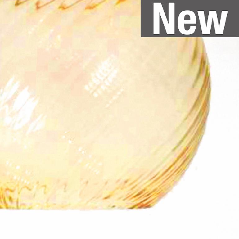 Italian Vistosi Pendant Light in Amber Striped Glass For Sale