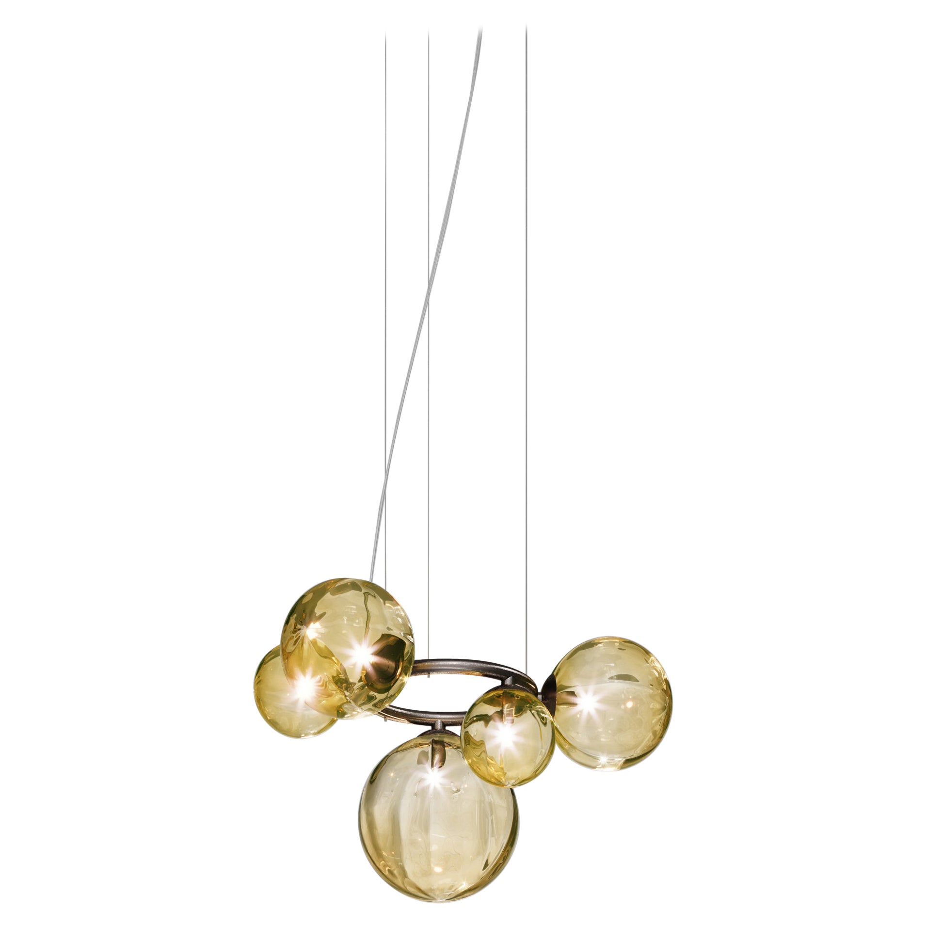 Vistosi Lights en verre transparent ambre et cadre noir mat