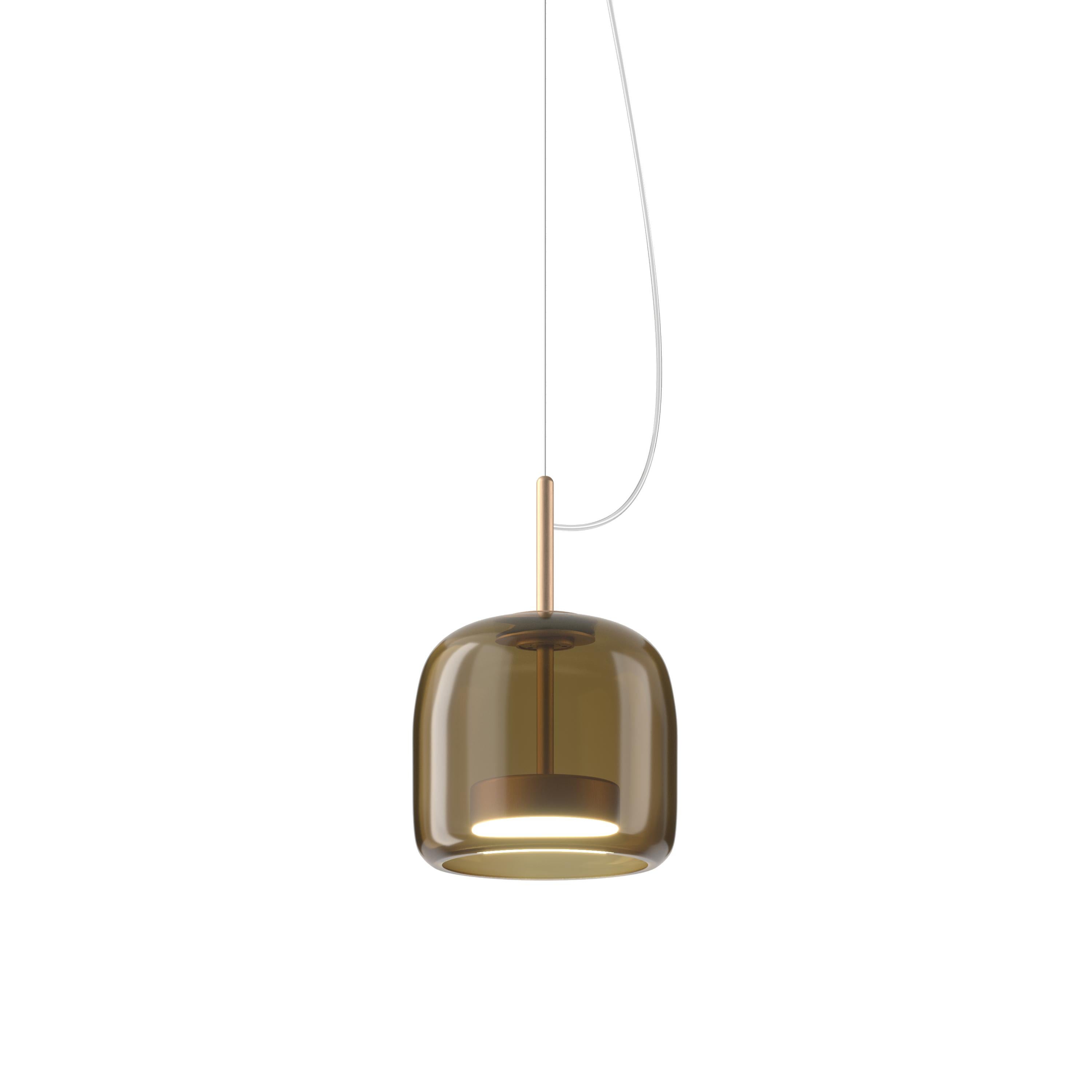 Modern Vistosi Pendant Light in Burned Earth Transparent Glass And Matt Gold Finish For Sale