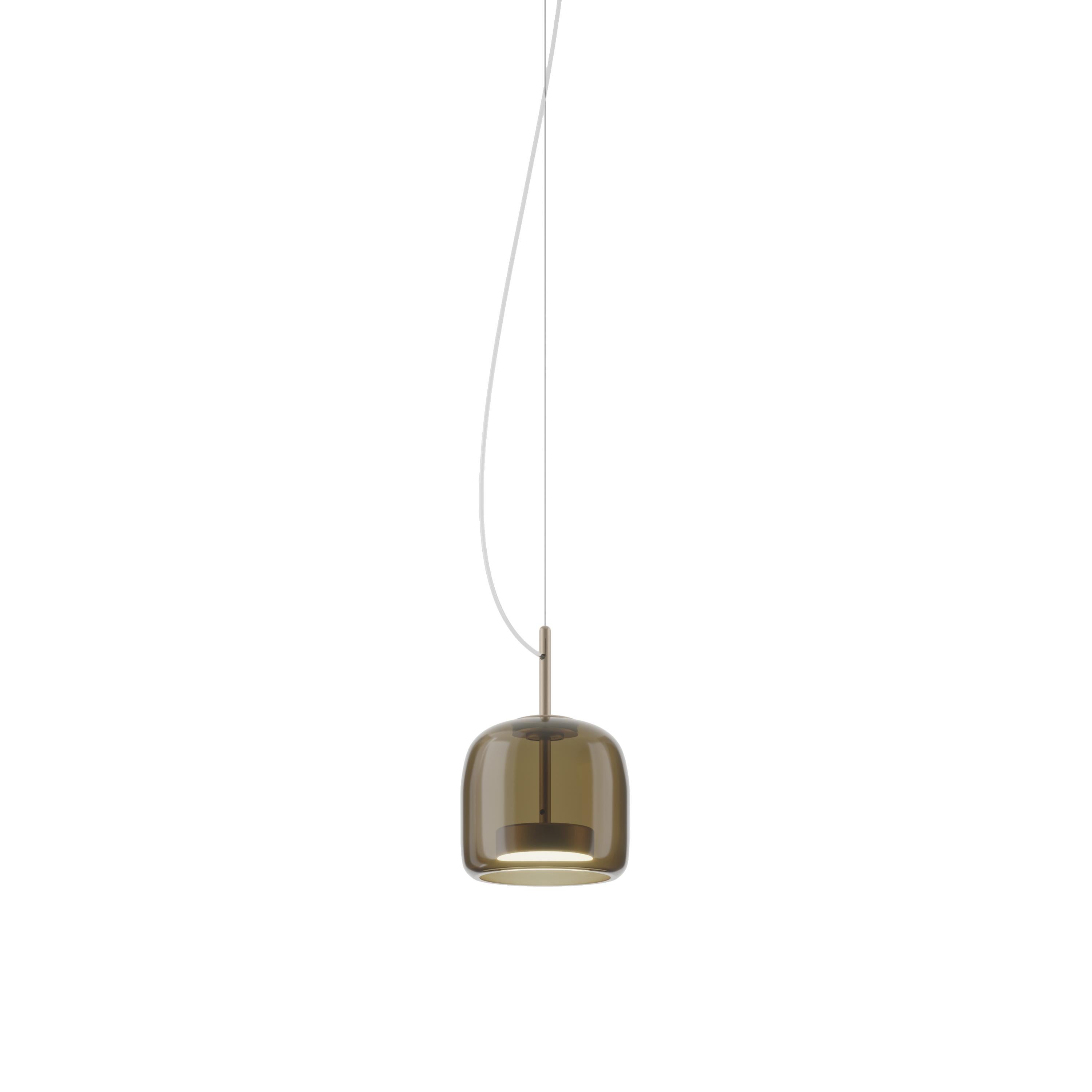 Modern Vistosi Pendant Light in Burned Earth Transparent Glass And Matt Gold Finish For Sale