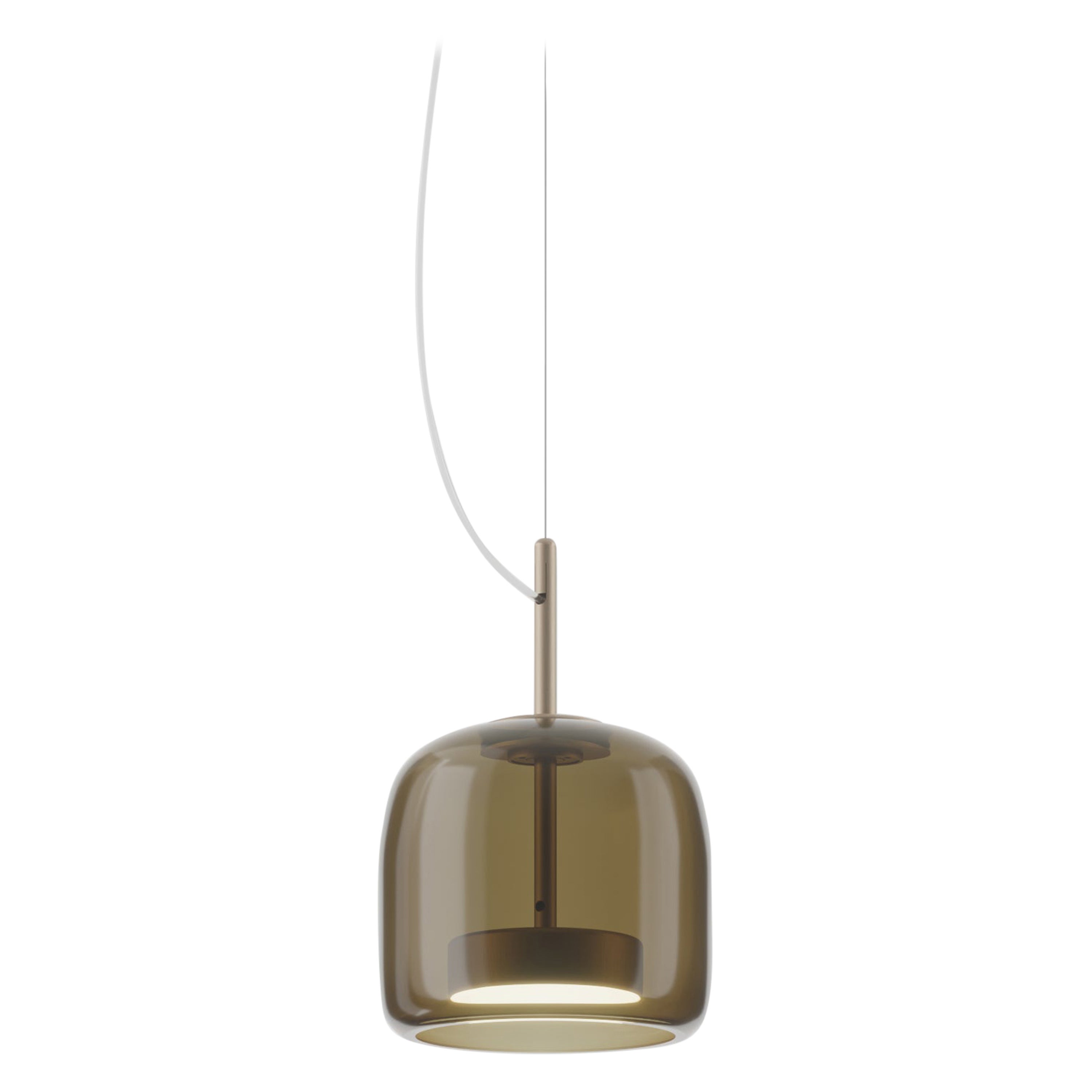 Vistosi-Pendelleuchte aus gebranntem, transparentem Erdglas und mattem Gold