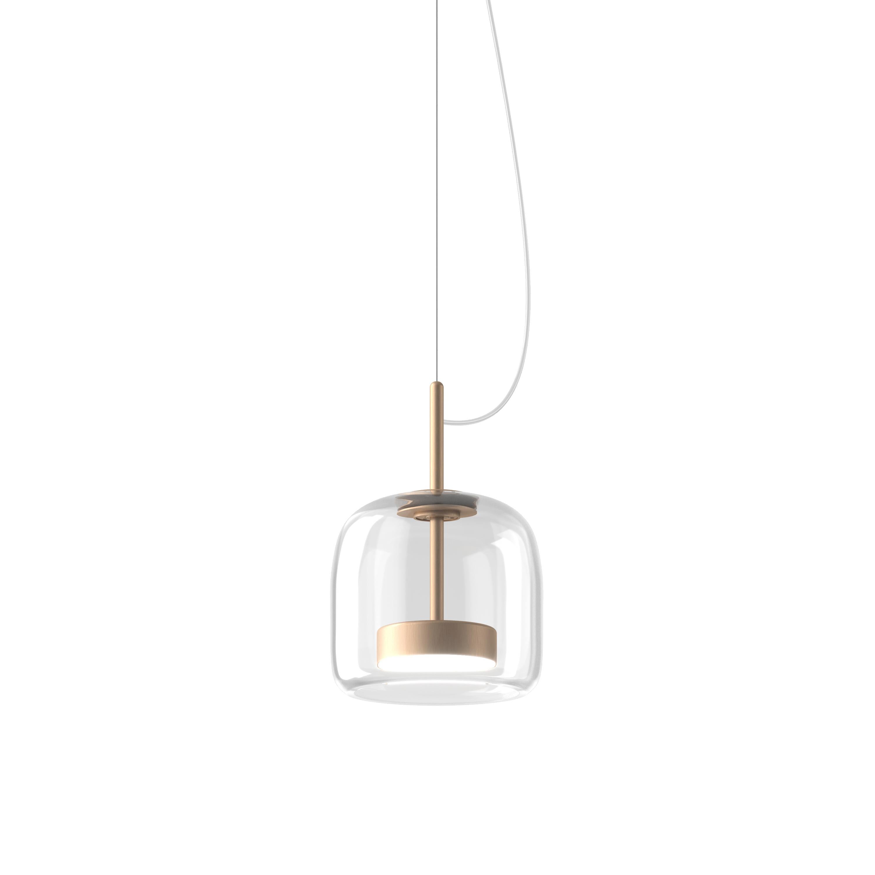 Modern Vistosi Pendant Light in Crystal Transparent Glass And Matt Gold Finish For Sale