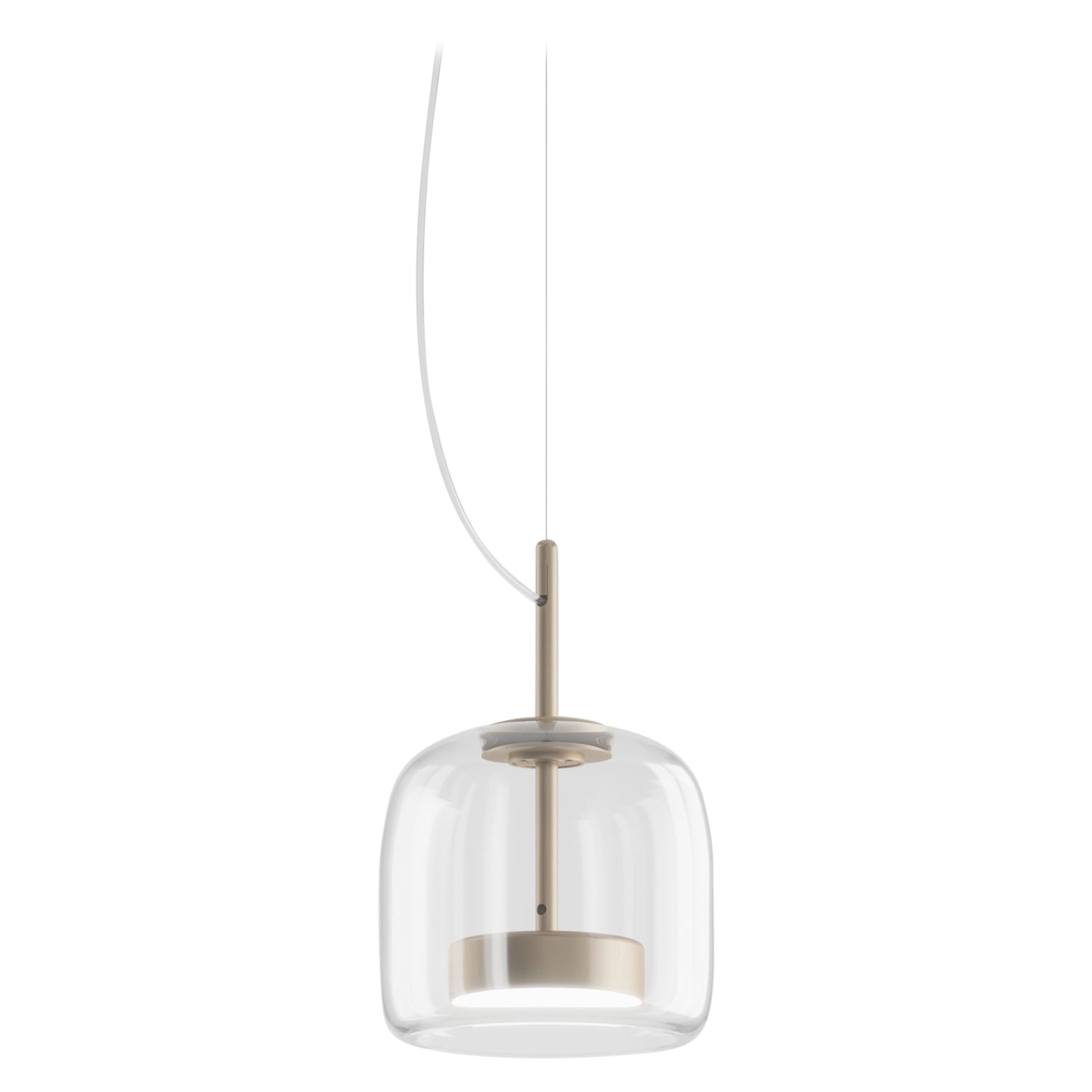 Lámpara Colgante Vistosi de Cristal Transparente y Acabado Oro Mate