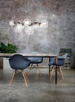 Vistosi Pendant Light in Crystal Transparent Glass And Matt Gold Frame