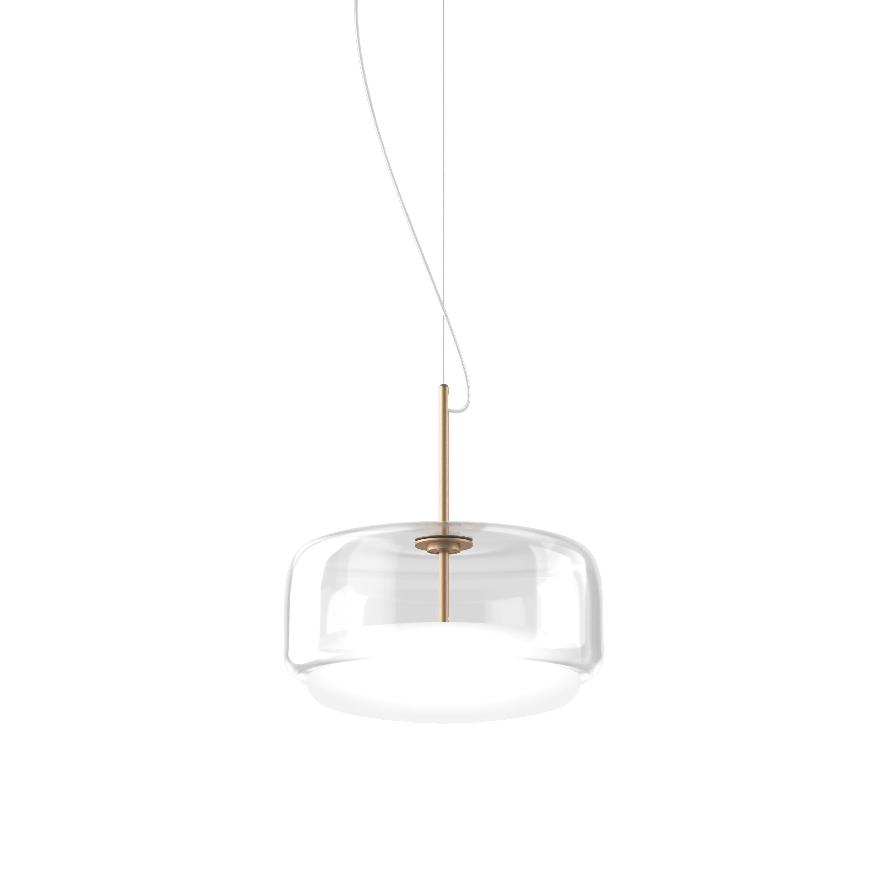 Moderno Lampada a sospensione Vistosi in vetro bianco cristallo e finitura oro opaco in vendita