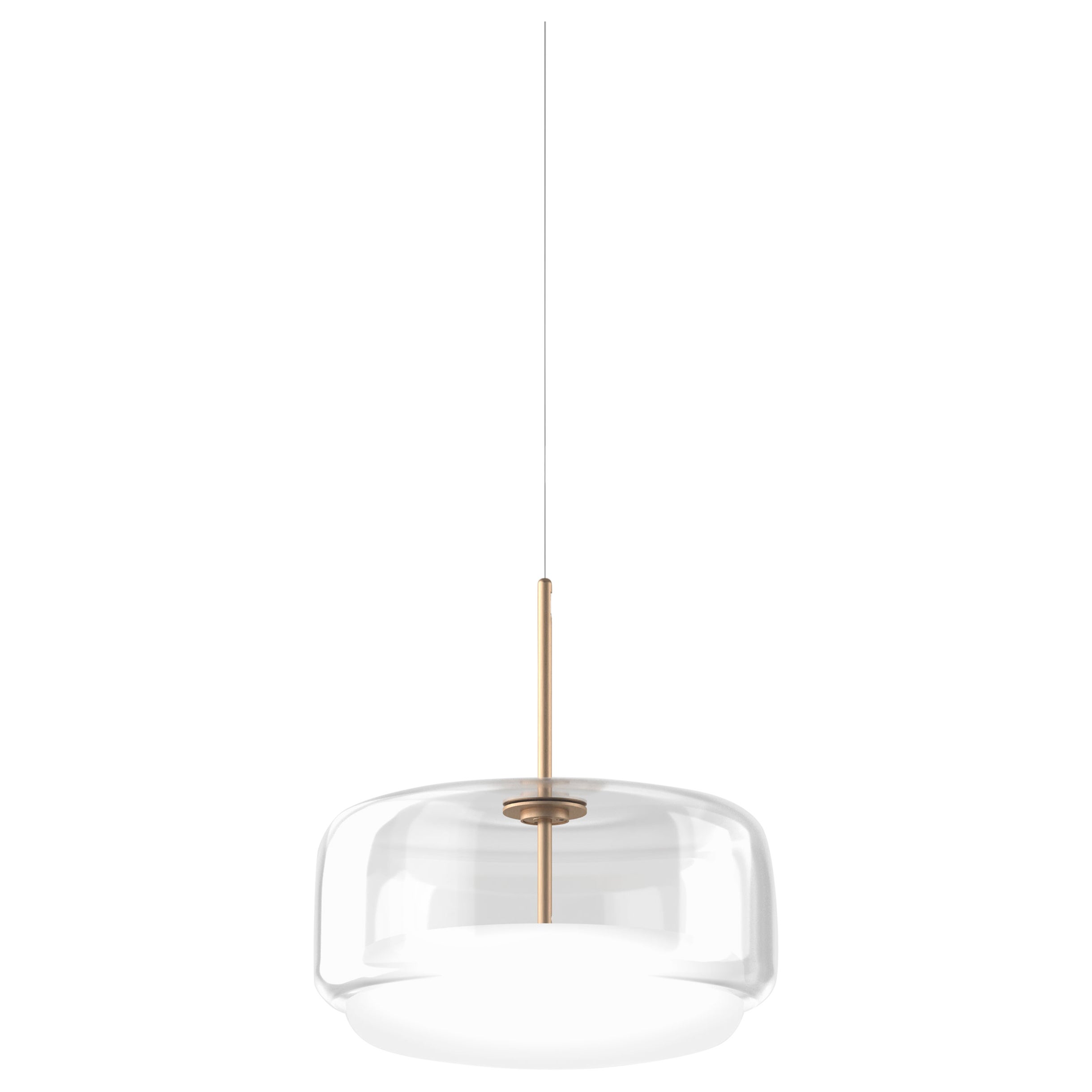 Lampe à suspension Vistosi en verre blanc et finition or mat