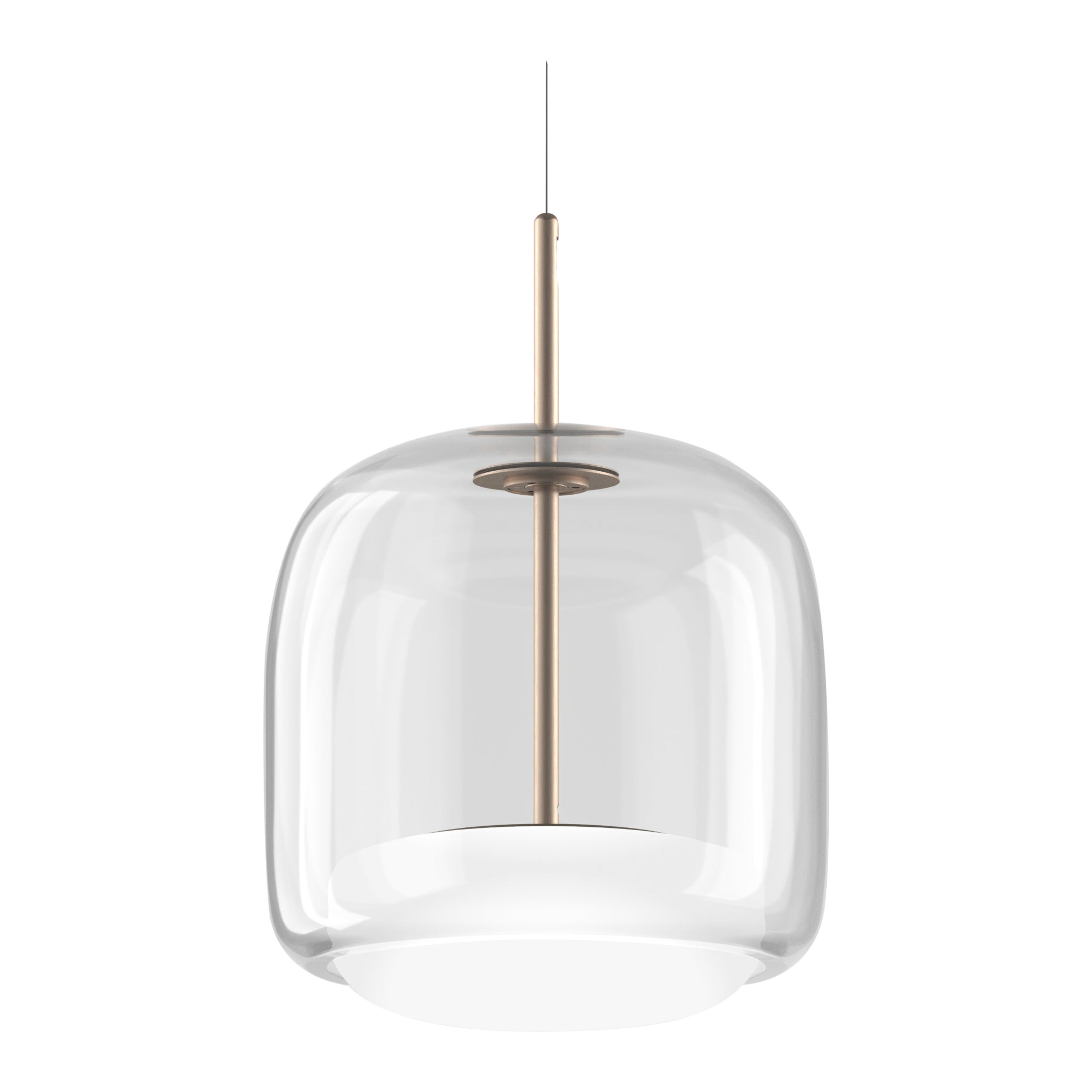 Lampe à suspension Vistosi en verre blanc et finition or mat