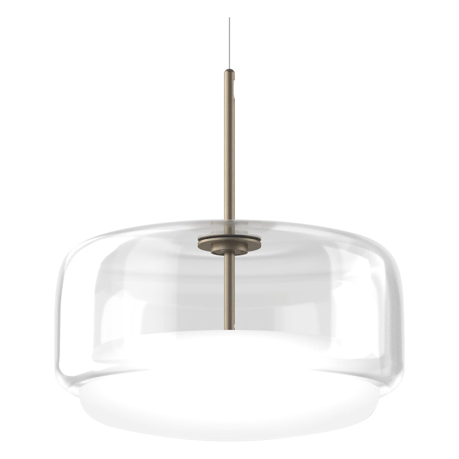 Lampe à suspension Vistosi en verre blanc cristal et finition en acier mat