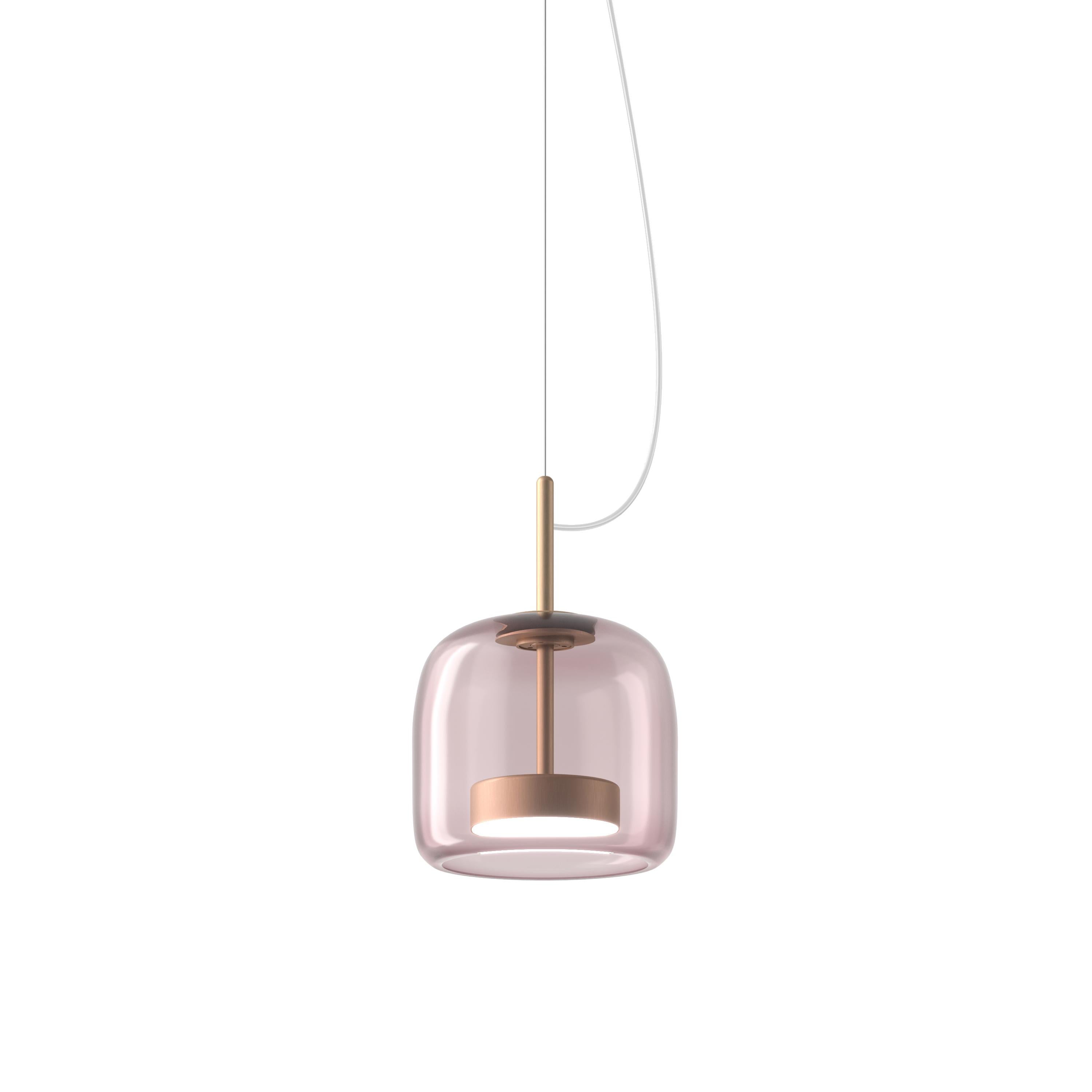 Moderne Lampe à suspension Vistosi en verre transparent améthyste claire et finition en or mat en vente