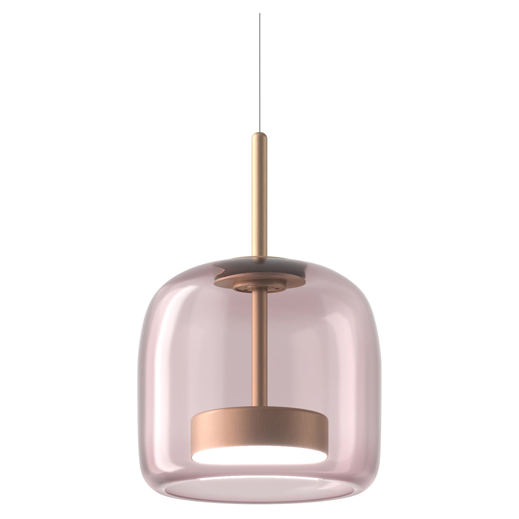 Lampe à suspension Vistosi en verre transparent améthyste claire et finition en or mat