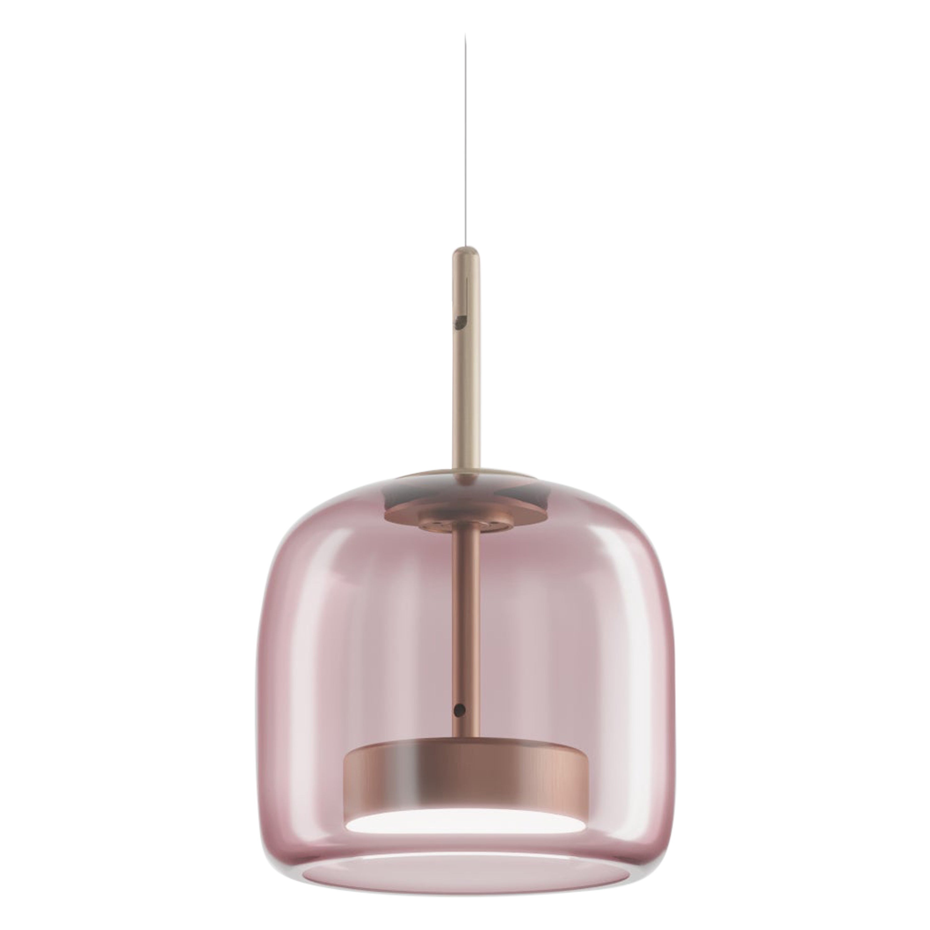 Lampe à suspension Vistosi en verre transparent améthyste claire et finition en or mat
