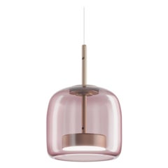 Lampe à suspension Vistosi en verre transparent améthyste claire et finition en or mat