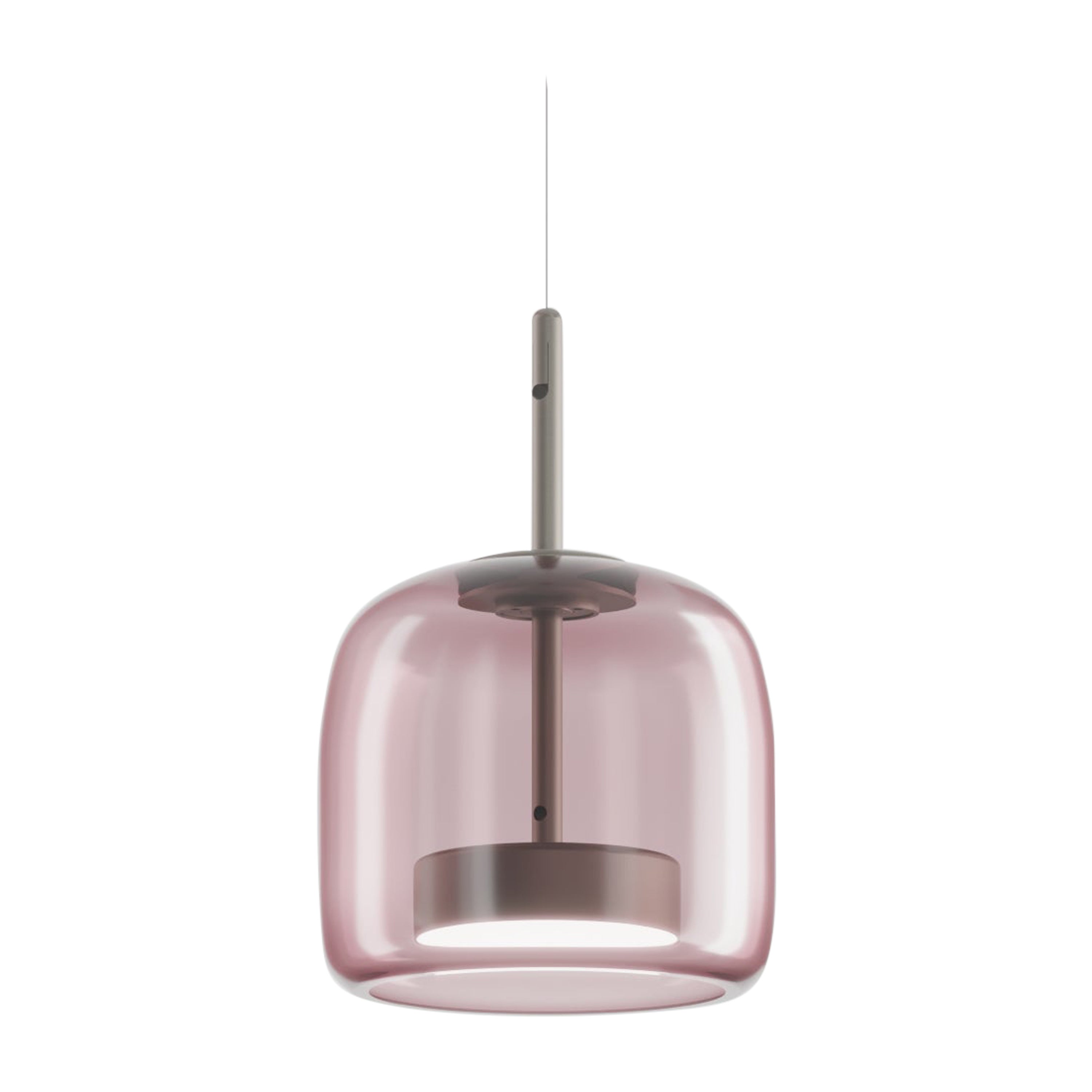 Lampe à suspension Vistosi en verre transparent améthyste claire et finition en acier mat
