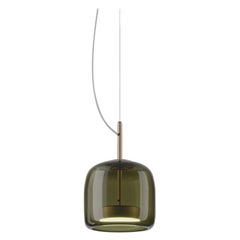 Vistosi-Pendelleuchte aus altem grünem, durchsichtigem Glas und mattem Gold