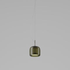 Vistosi Pendant Light in Old Green Transparent Glass And Matt Steel Finish