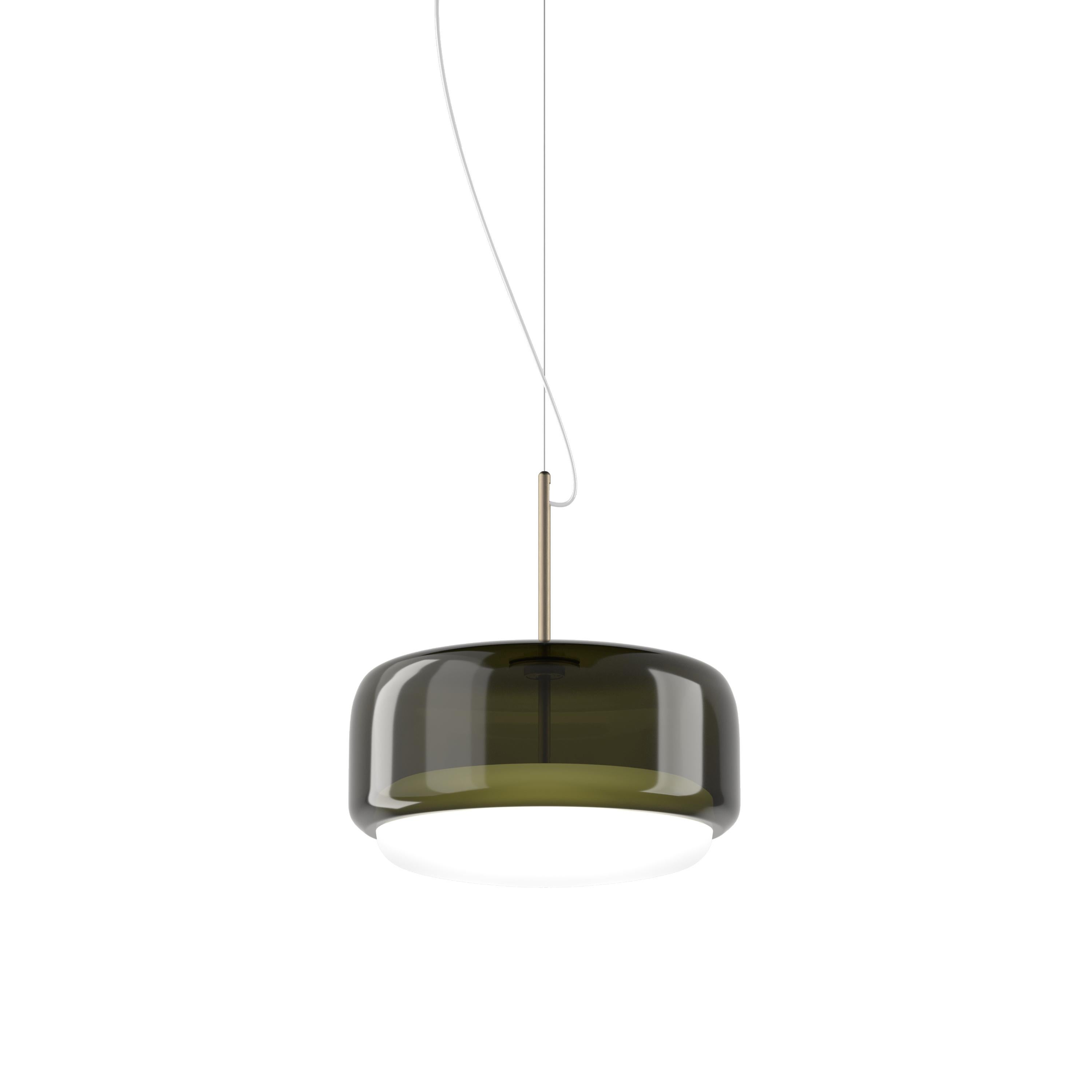 Moderne Lampe à suspension Vistosi en verre vert ancien et finition en acier mat en vente