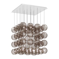 Vistosi Lights en verre rayé fumé et cadre blanc brillant