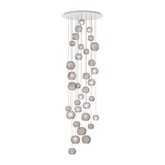 Vistosi Lights en verre rayé fumé et cadre blanc brillant