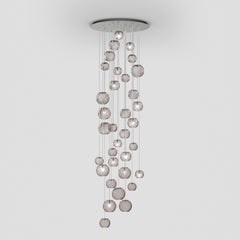 Vistosi Pendant Light in Smoky Striped Glass And Satin Nickel Frame