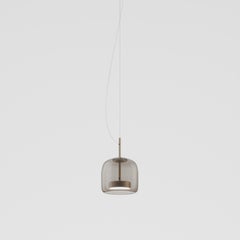 Vistosi Pendant Light in Smoky Transparent Glass And Matt Gold Finish