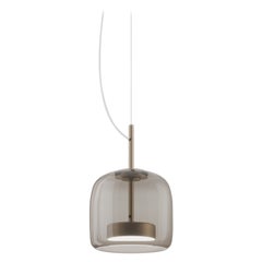 Lampada a sospensione Vistosi in vetro trasparente fumè e finitura oro opaco