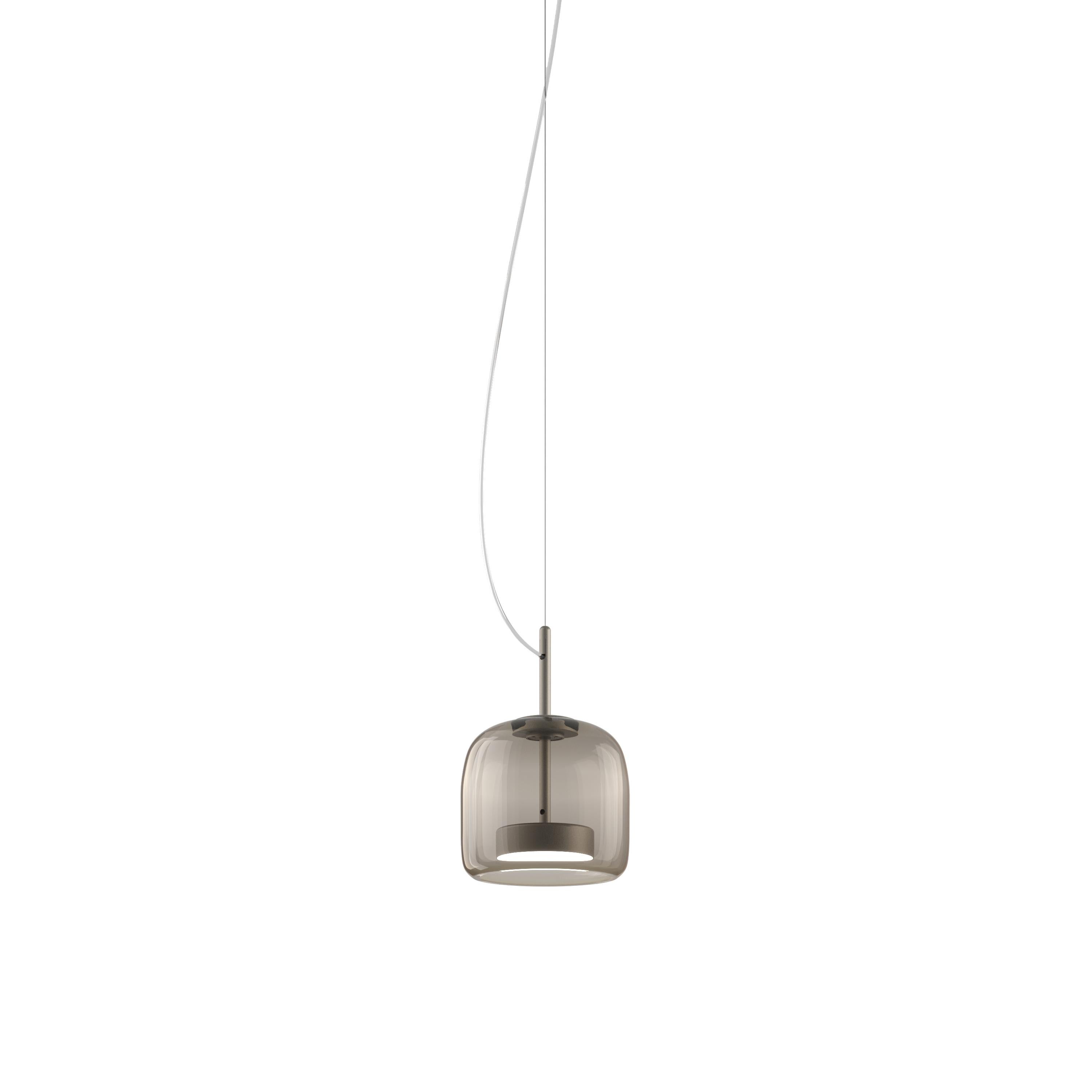 Moderne Lampe à suspension Vistosi en verre transparent fumé et finition en acier mat en vente