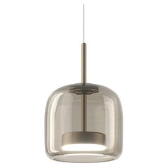 Lampada a sospensione Vistosi in vetro trasparente fumé e finitura in acciaio opaco