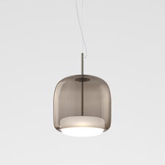 Vistosi Pendant Light in Smoky White Glass And Matt Steel Finish