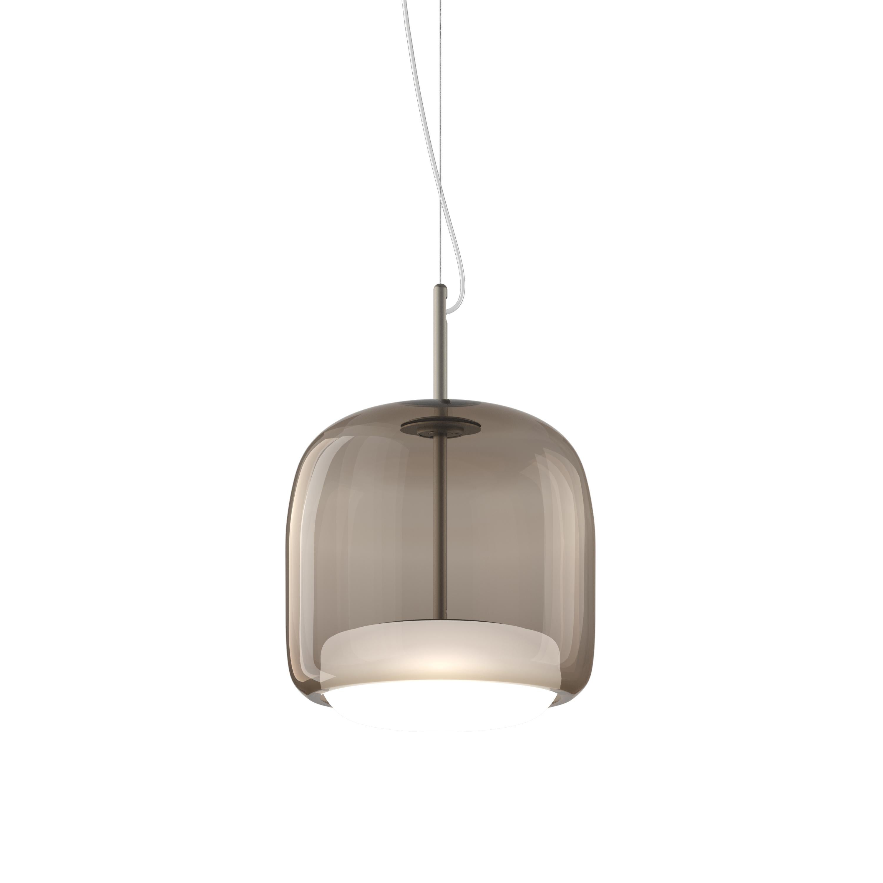 Modern Vistosi Pendant Light in Smoky White Glass And Matt Steel Finish For Sale