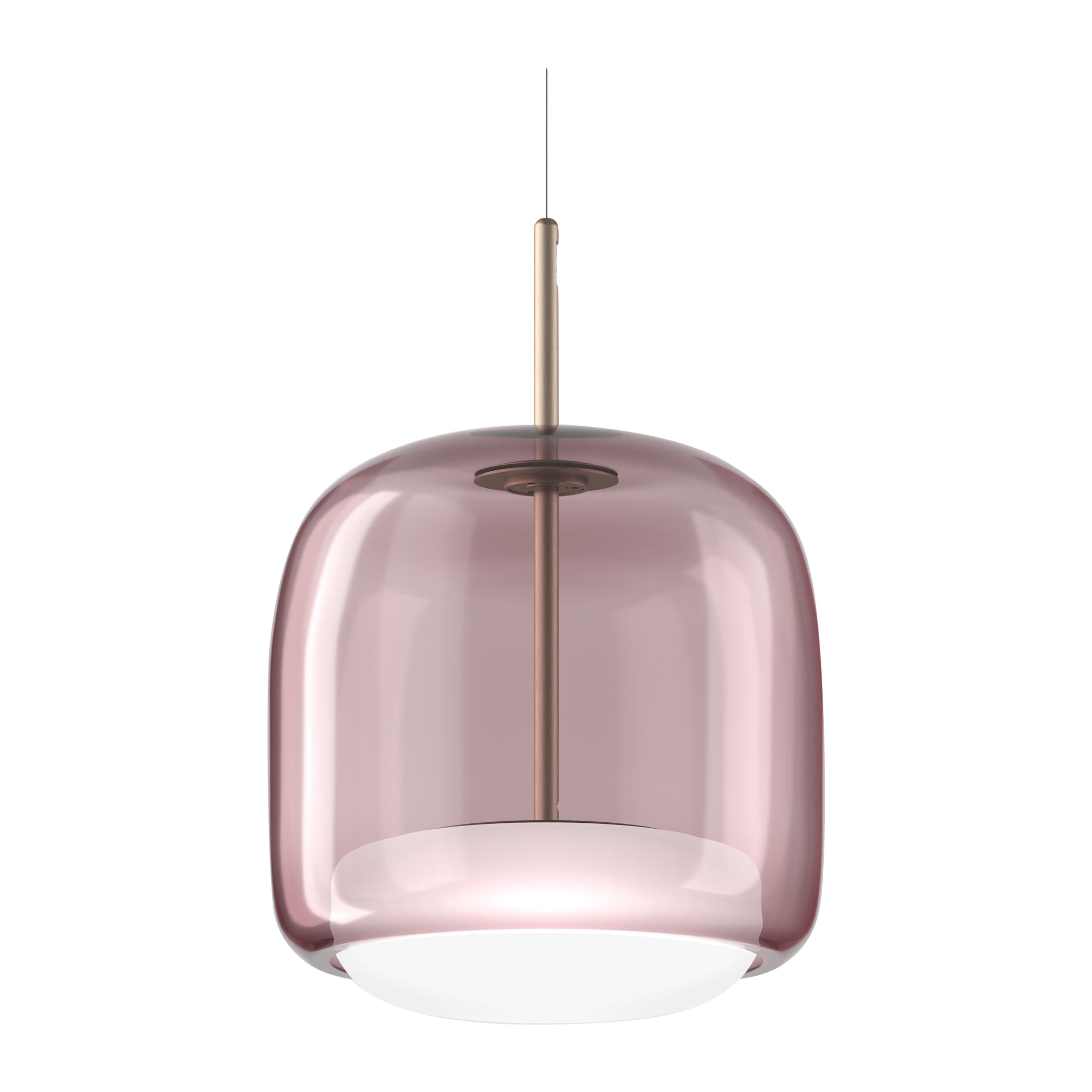 Lampe à suspension Vistosi en verre améthyste blanc et finition en or mat