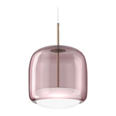 Lampe à suspension Vistosi en verre améthyste blanc et finition en or mat