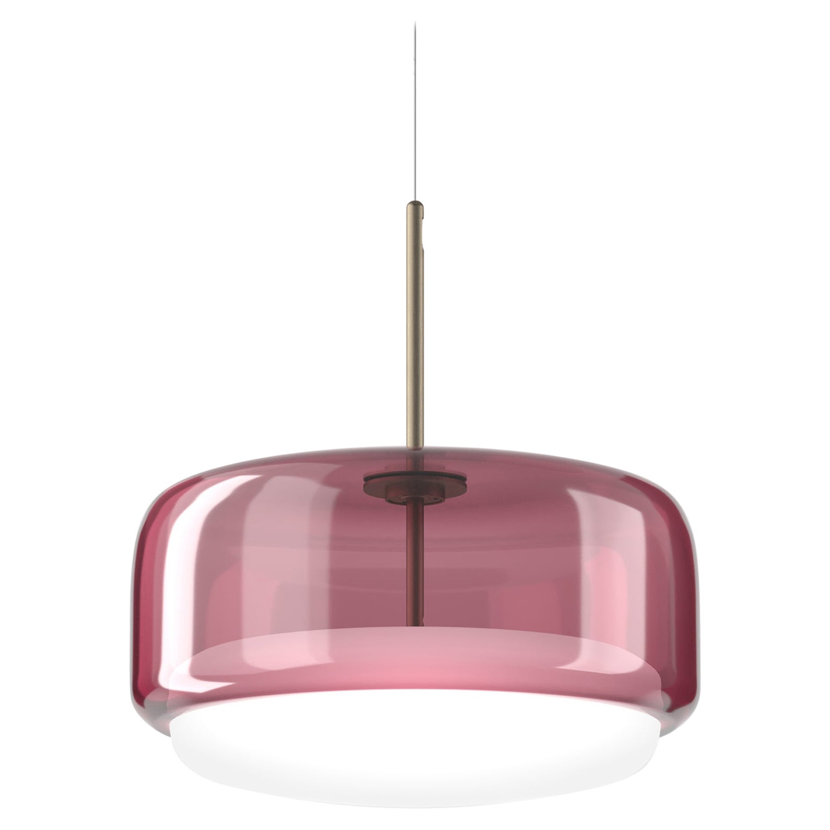 Lampe à suspension Vistosi en verre améthyste blanc et finition en acier mat