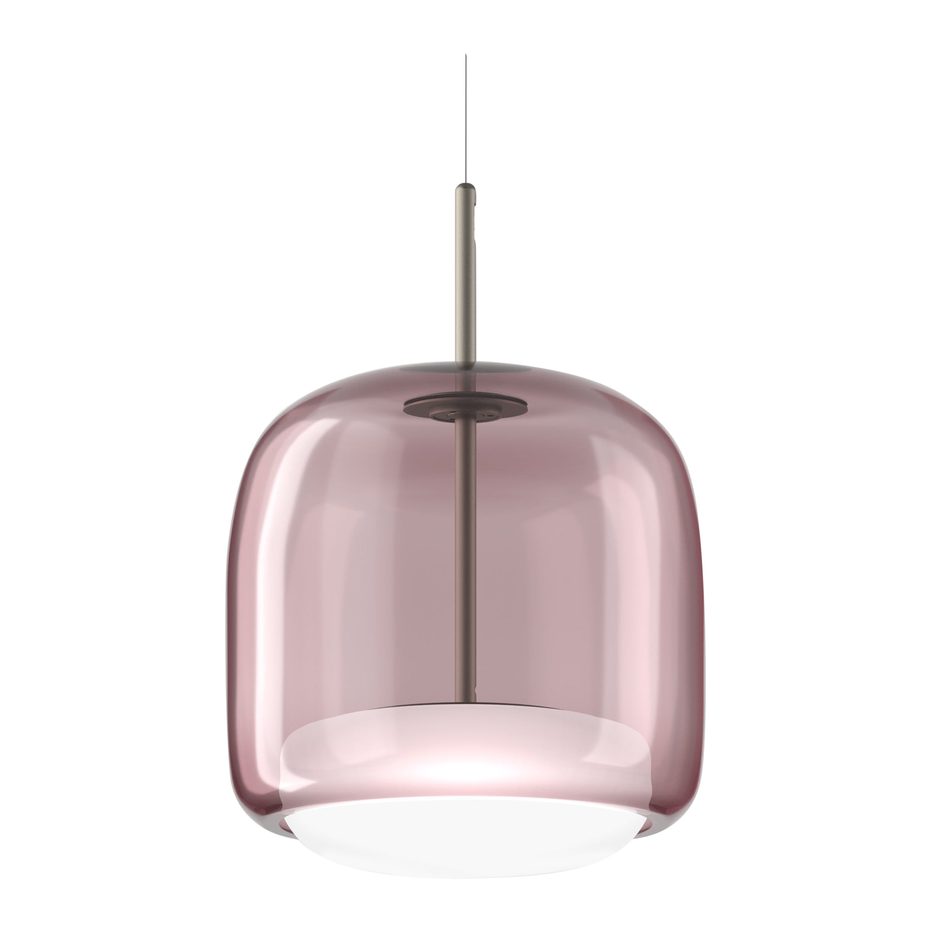 Lampe à suspension Vistosi en verre améthyste blanc et finition en acier mat