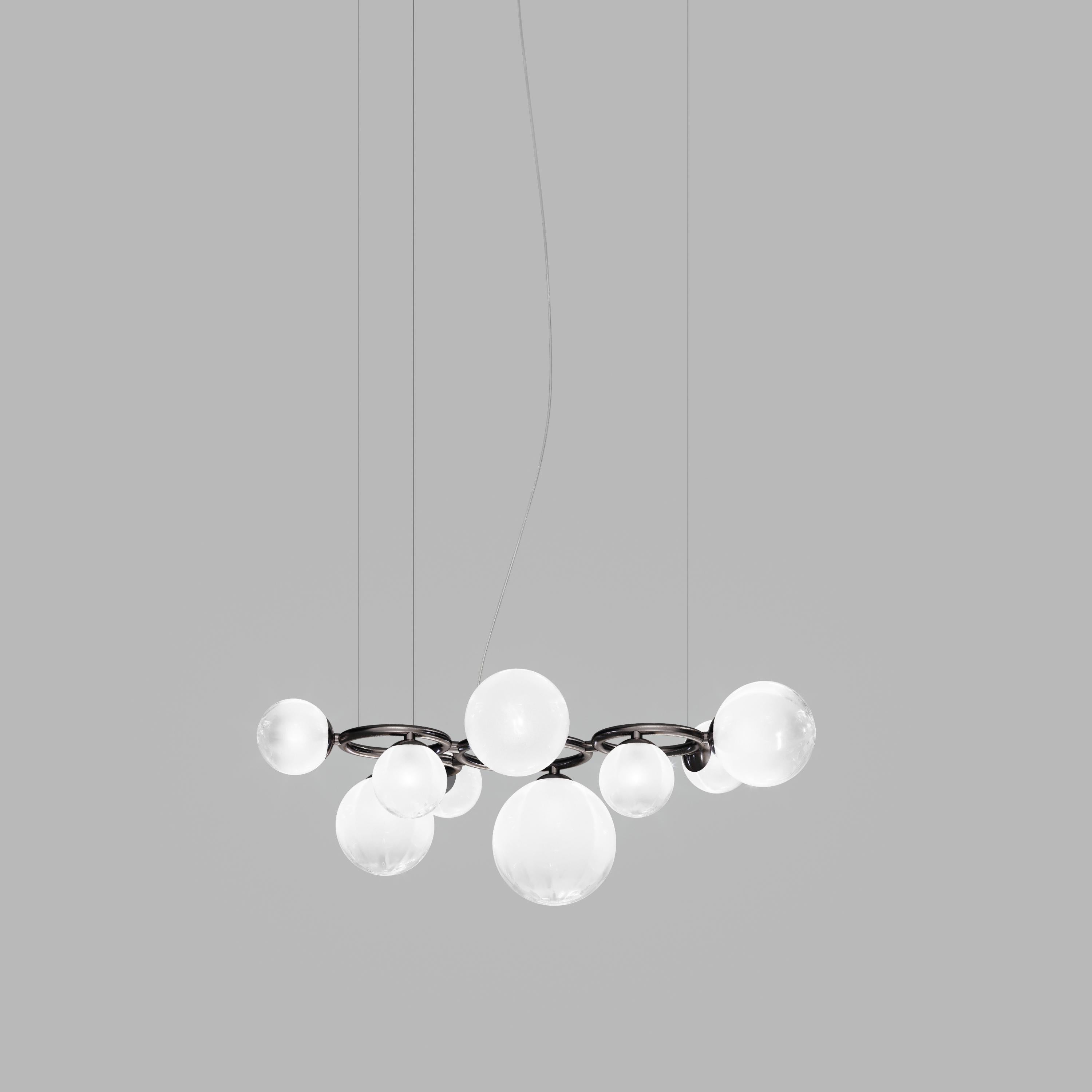 Modern Vistosi Pendant Light in White Shaded Glass And Matt Black Nickel Frame For Sale