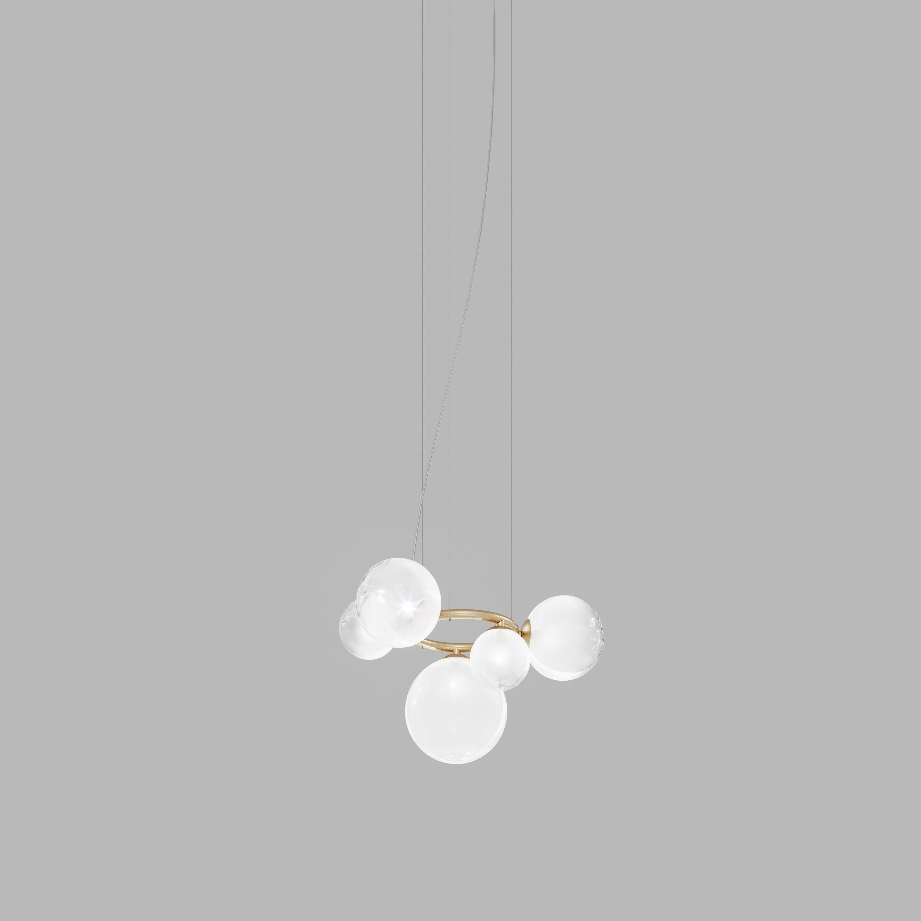 Modern Vistosi Pendant Light in White Shaded Glass And Matt Gold Frame For Sale