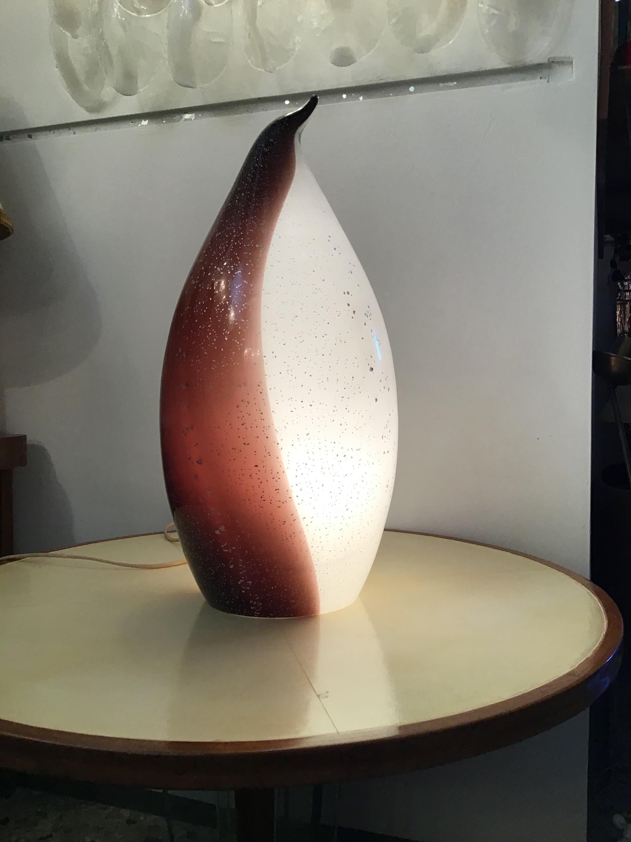Vistosi Penguin Table Lamp Inlaid Murano Glass, 1965 For Sale 2