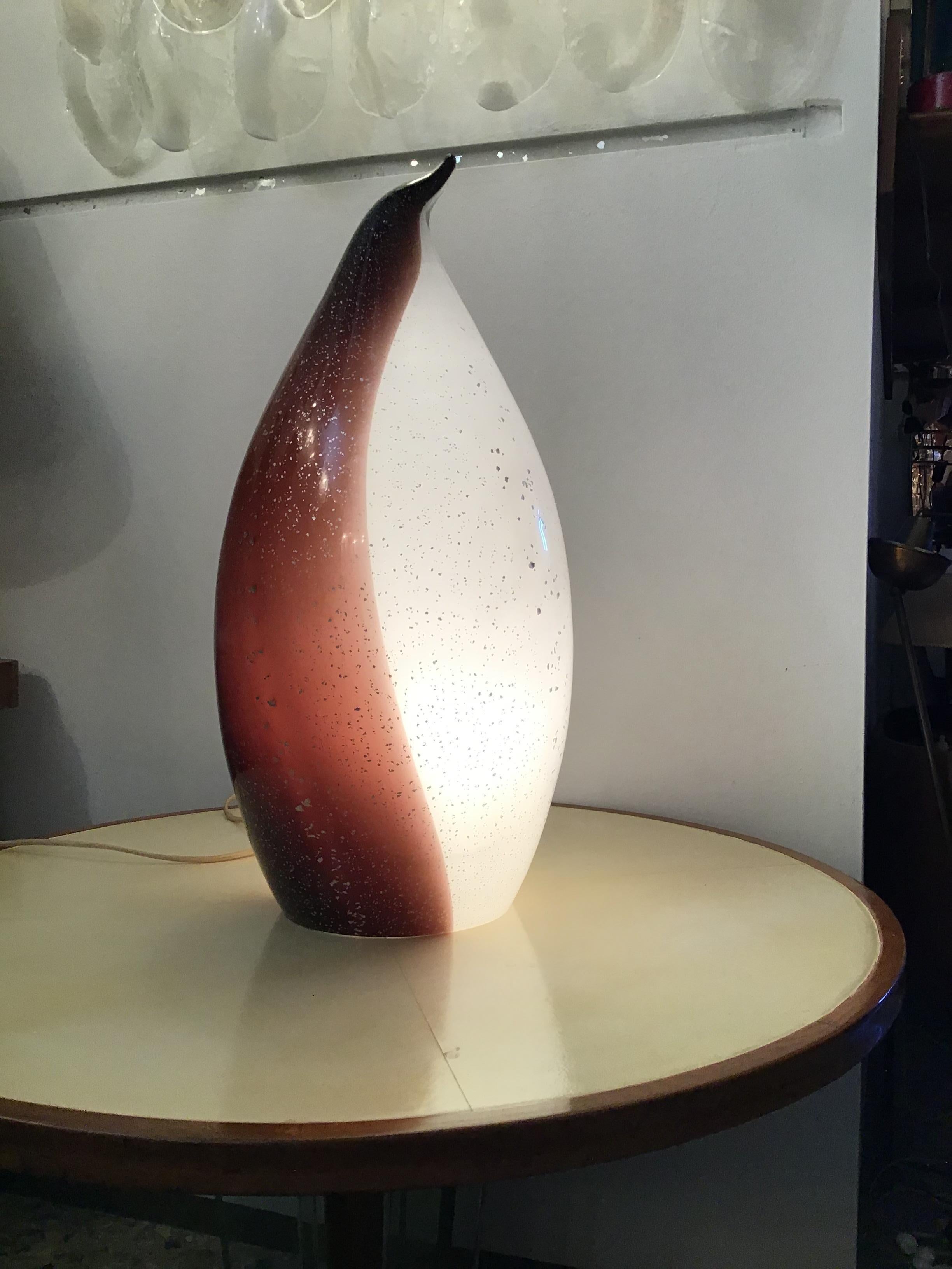 Vistosi Penguin Table Lamp Inlaid Murano Glass, 1965 For Sale 4