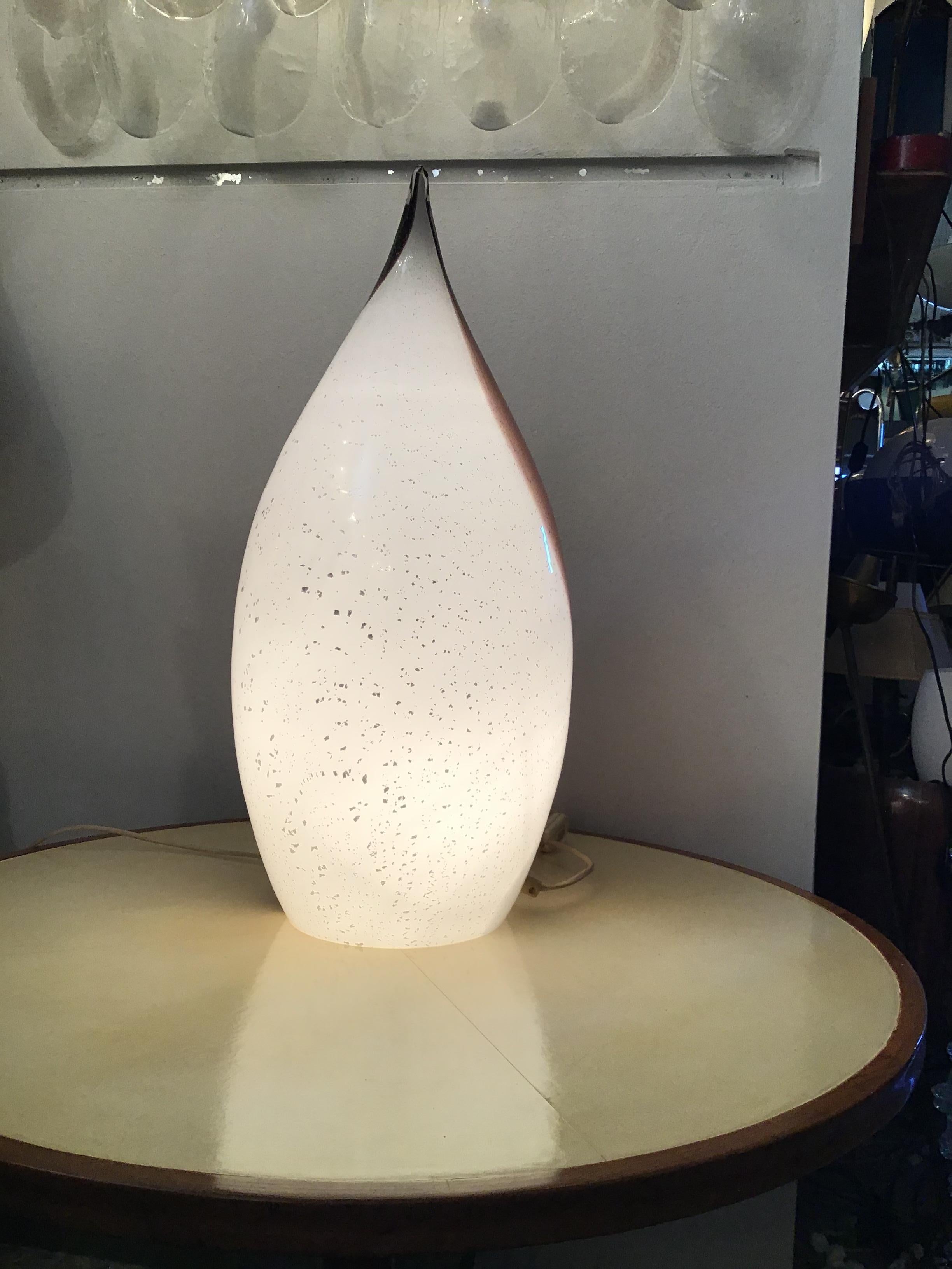 Italian Vistosi Penguin Table Lamp Inlaid Murano Glass, 1965 For Sale