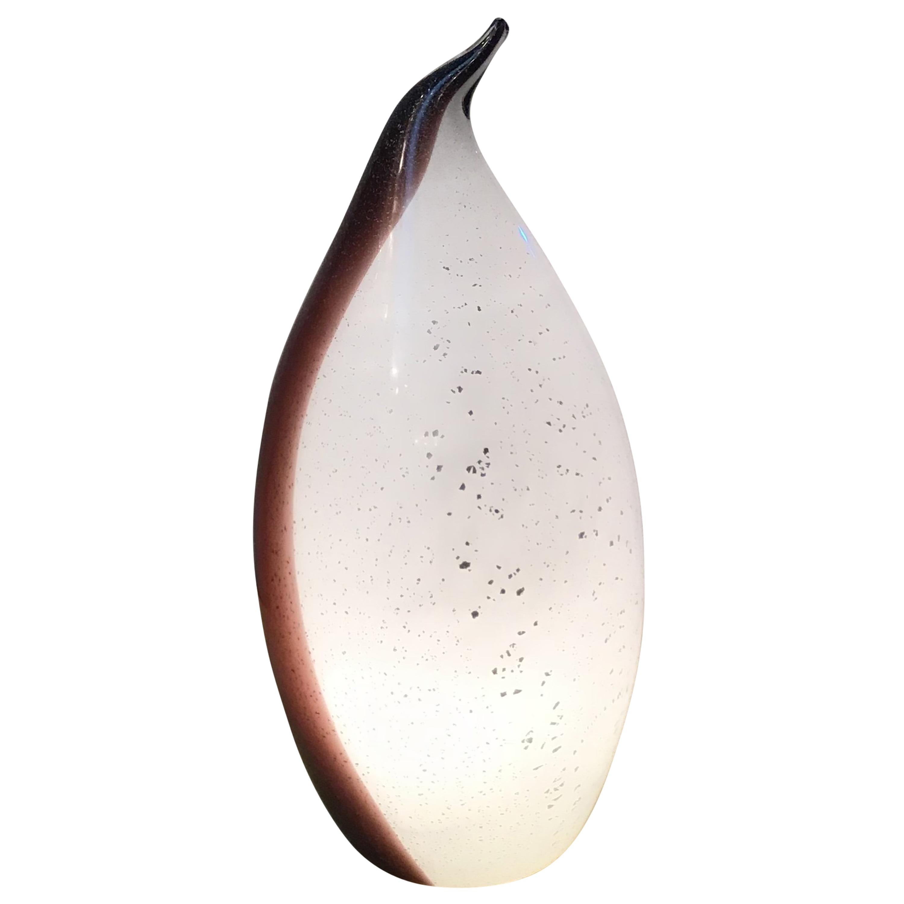 Lampada da tavolo Vistosi Penguin in vetro di Murano intarsiato, 1965