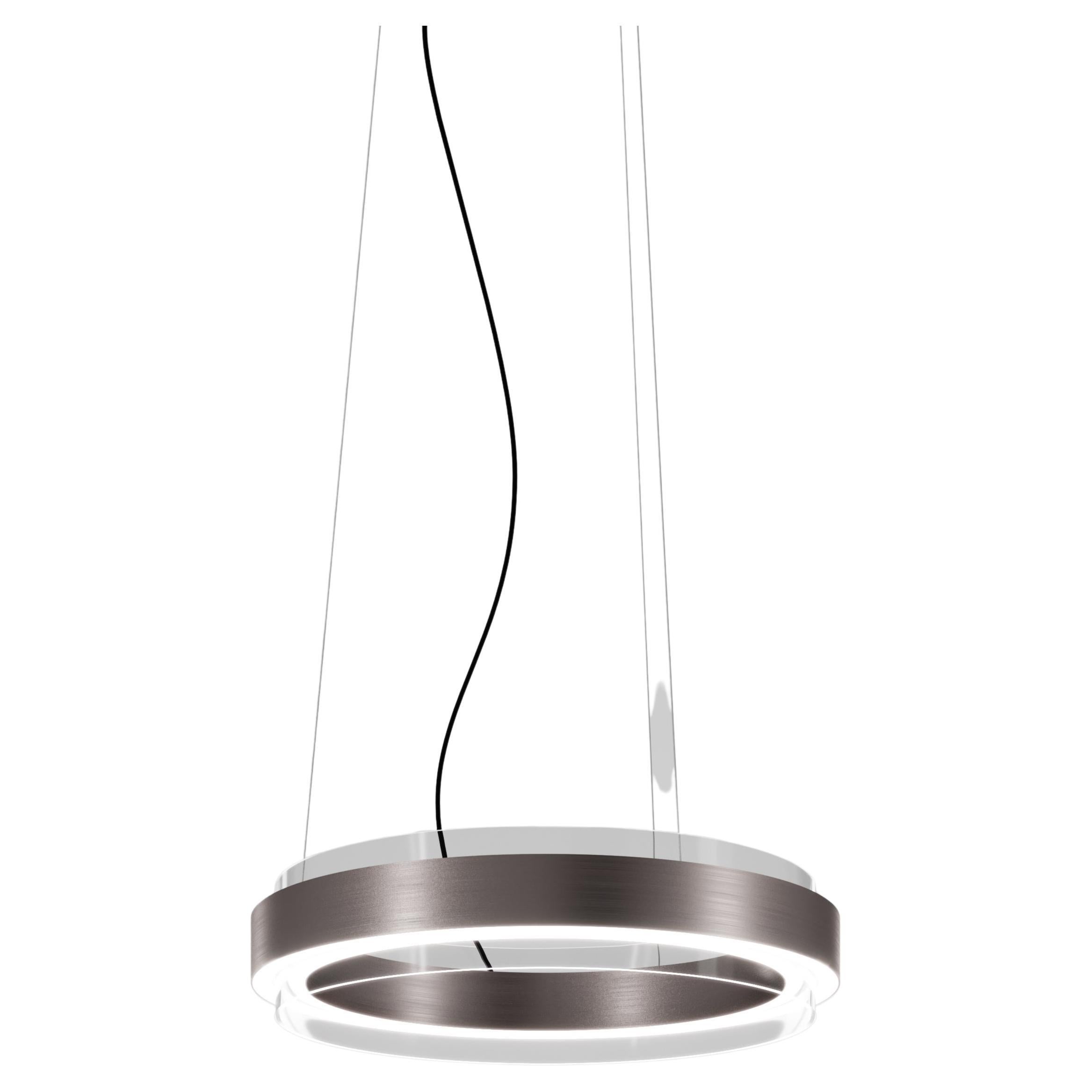 Lampe à suspension Vistosi Phoenix en verre de cristal avec cadre en nickel noir mat