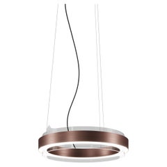 Lampe à suspension Vistosi Phoenix en verre transparent et cadre en cuivre mat