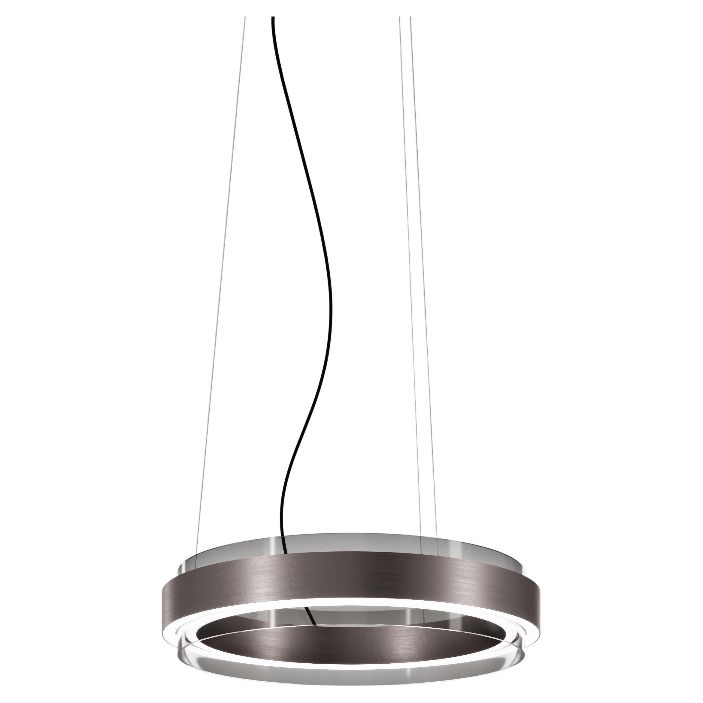 Lampe à suspension Vistosi Phoenix en verre fumé avec cadre en nickel noir mat en vente