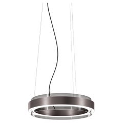 Lampe à suspension Vistosi Phoenix en verre fumé avec cadre en nickel noir mat