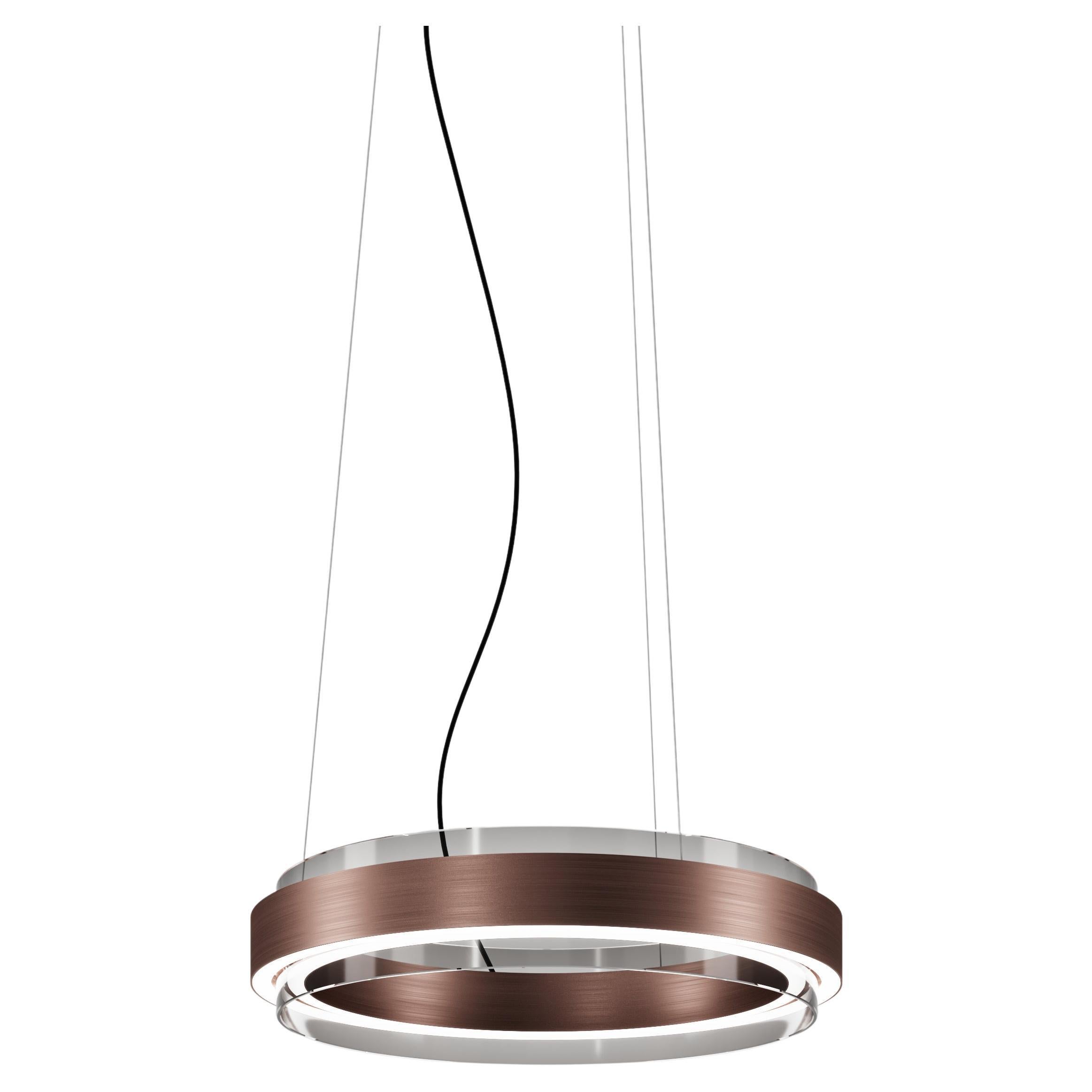 Lampe à suspension Vistosi Phoenix en verre transparent fumé avec cadre en cuivre mat