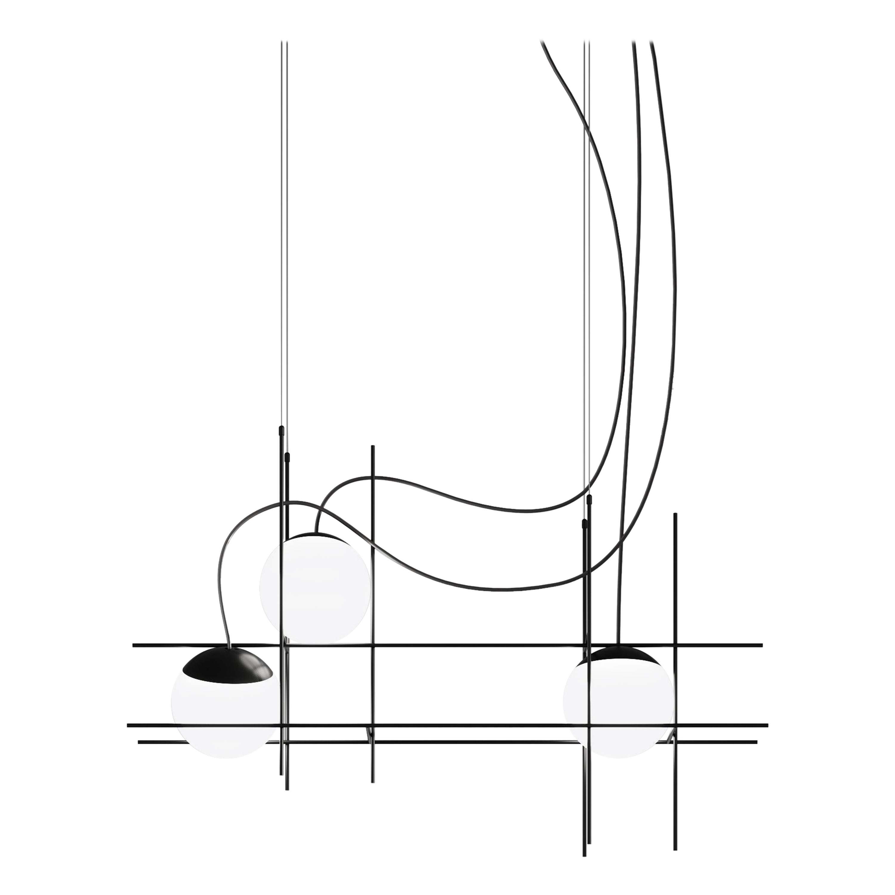 Vistosi Plot-Rahmen-Pendelleuchte 3 aus weißem, glänzendem Glas von Chiaramonte & Marin im Angebot