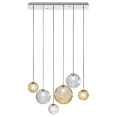 Vistosi Puppet Multi Pendant Light in vetro multicolore 2 e montatura cromata lucida