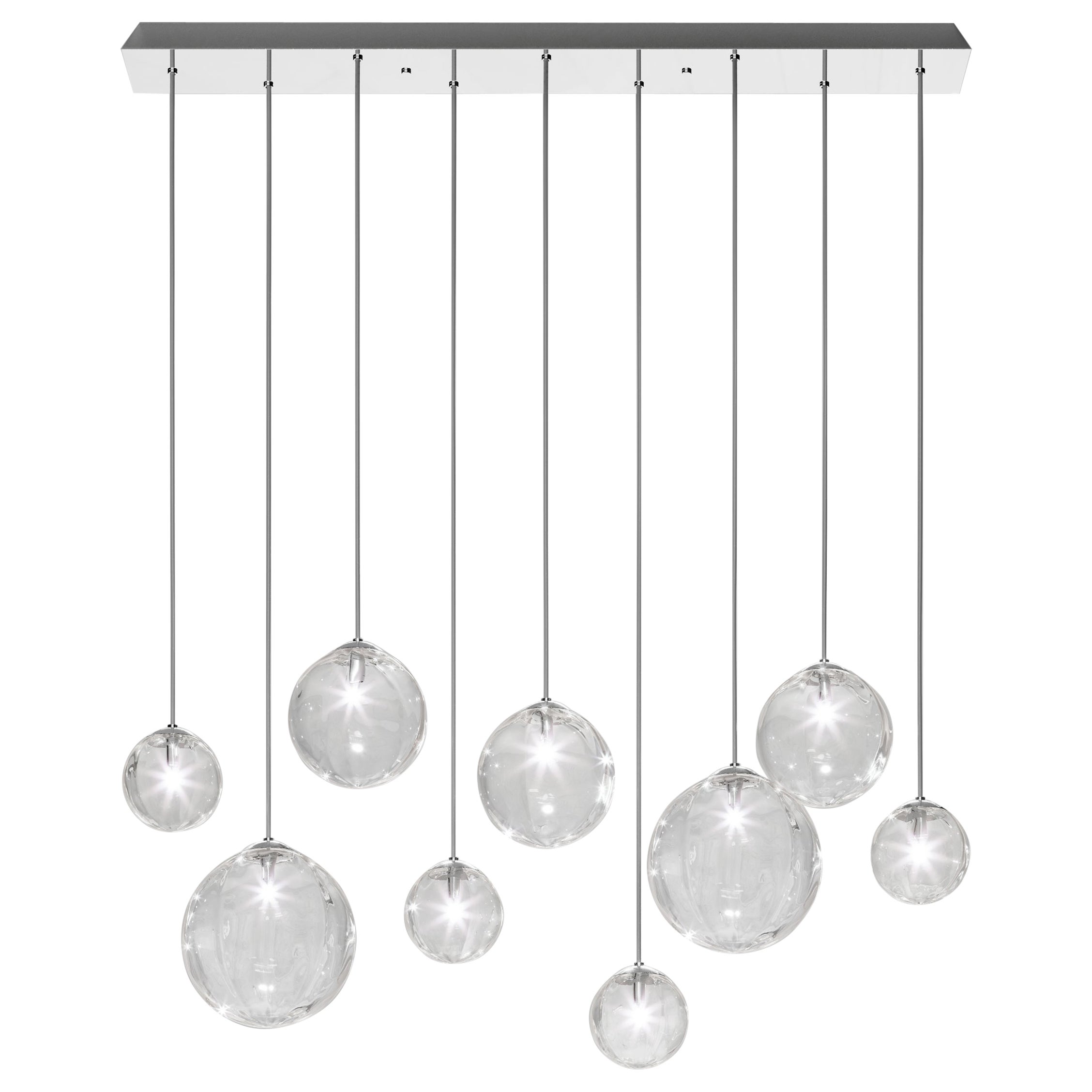 Vistosi Puppet Multipendant Light in Crystal Transparent And Glossy Chrome Frame
