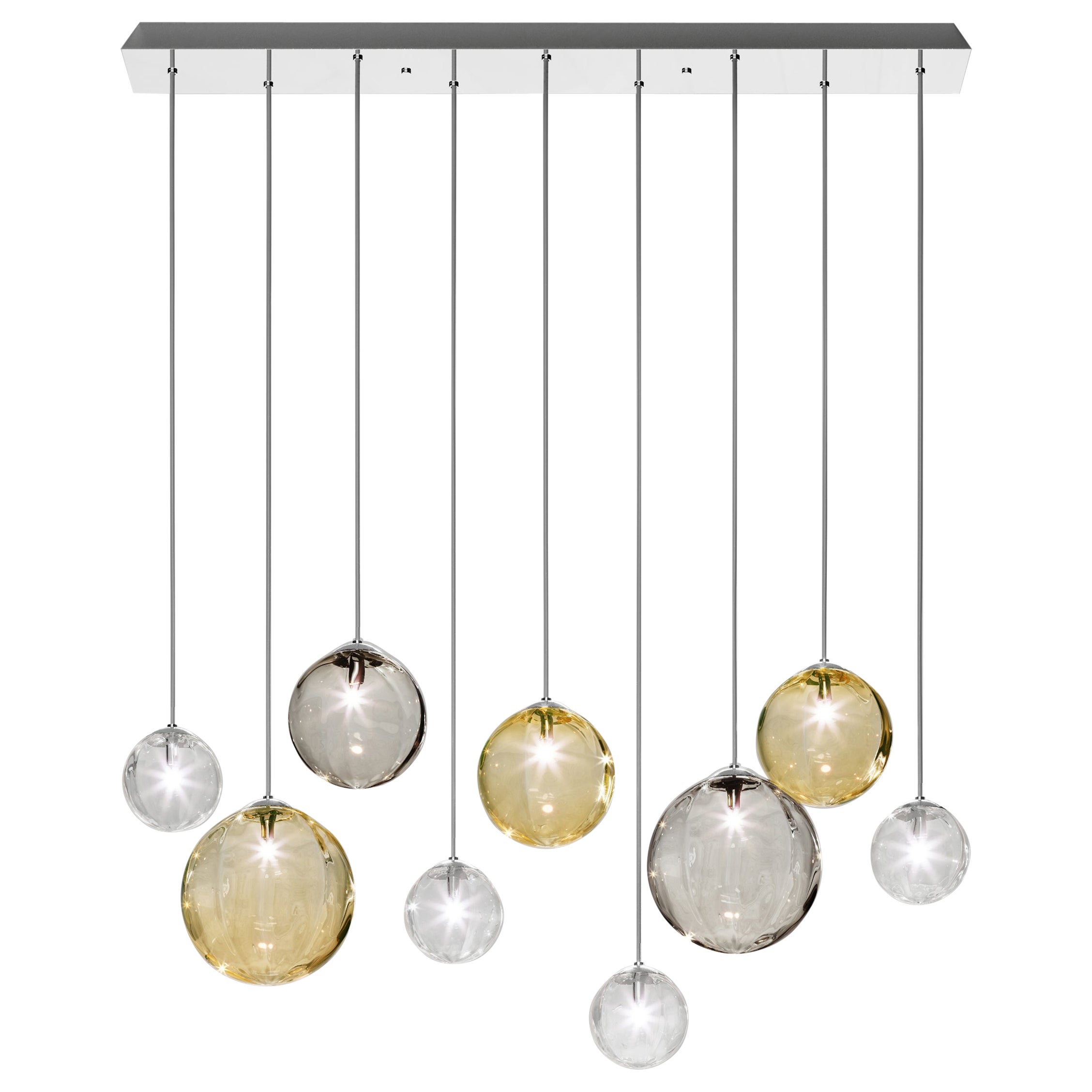 Vistosi Puppet Multipendant Light in Multicolor 1 Glass And Glossy Chrome Frame