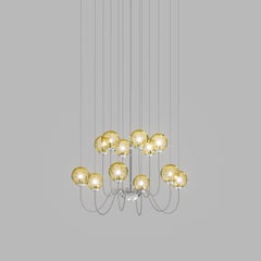 Vistosi Puppet Pendant Light in Amber Transparent Glass And Glossy Ghrome Frame