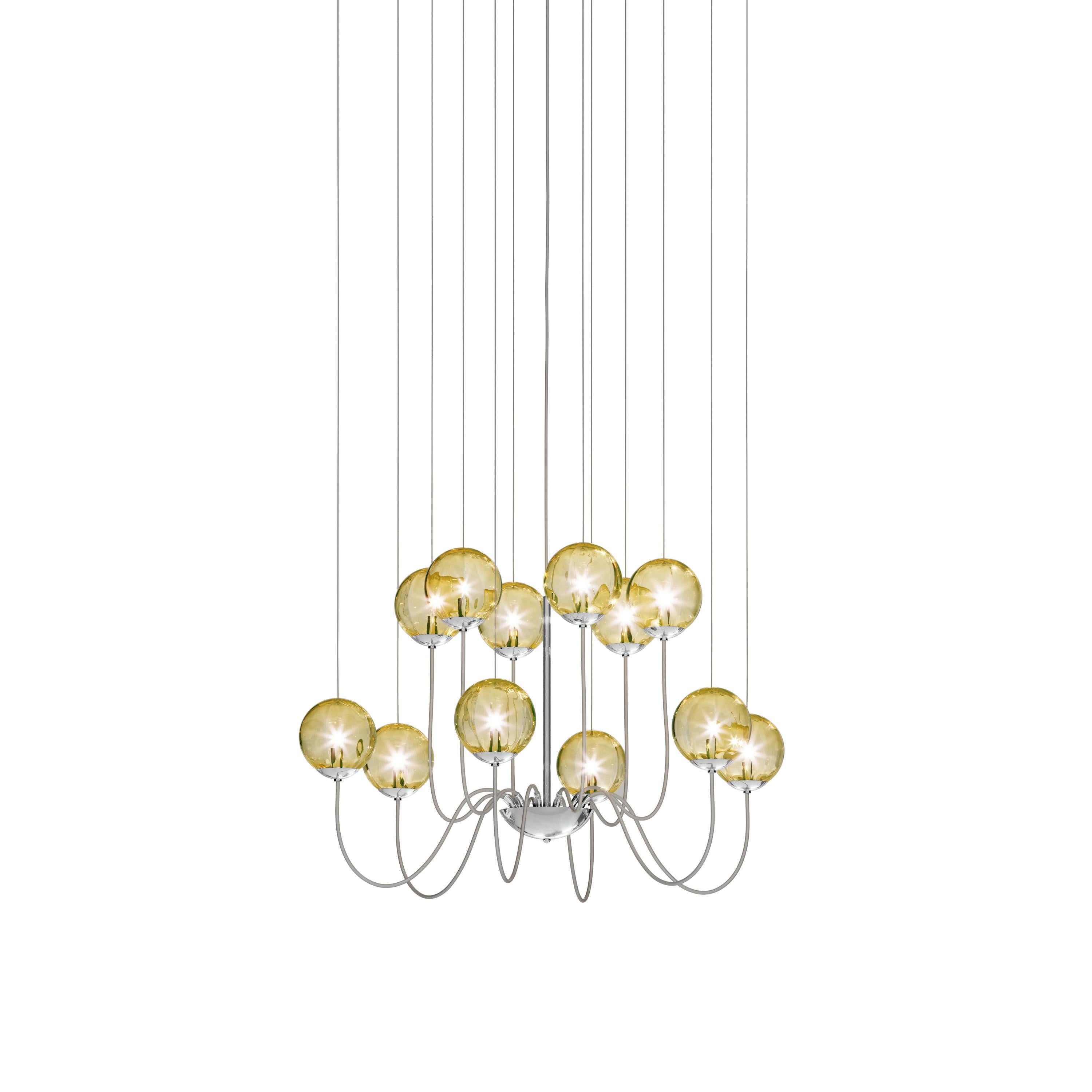 Moderne Vistosi Puppet Lights en verre transparent ambré et cadre chromé brillant en vente